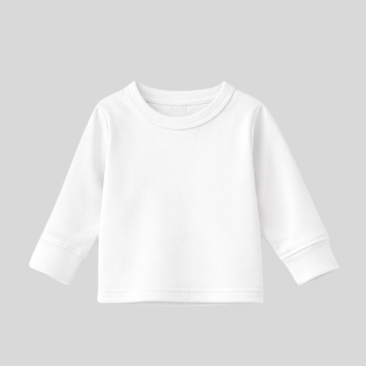 Kids Pure White Thermal Suit – Soft Winter Two-Piece Set