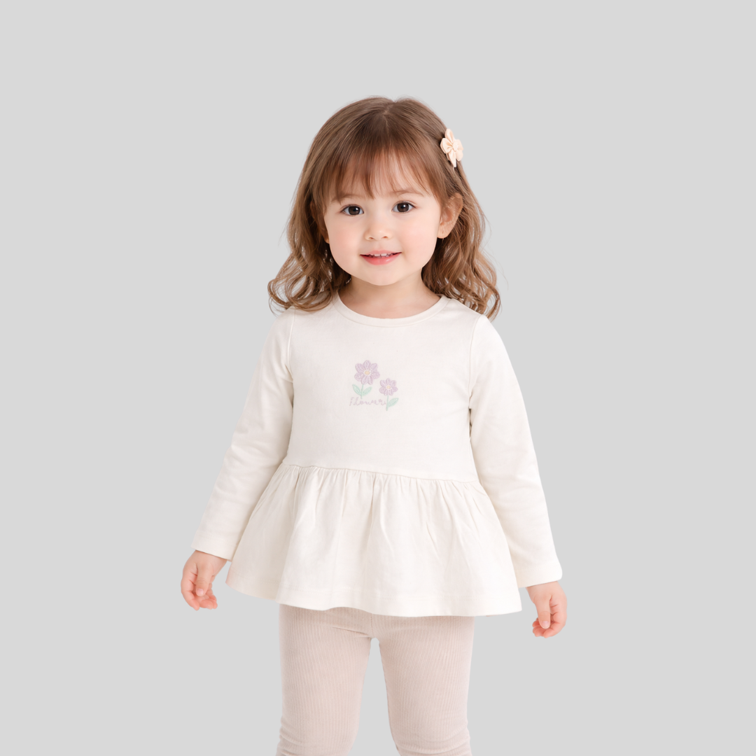 Girls Floral Peplum Long Sleeve Top