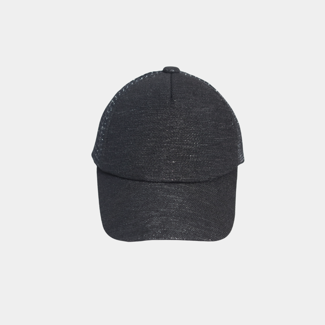 KIDKO Kids Black Glitter Mesh Cap