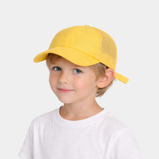 KIDKO Yellow Mesh Baseball Cap for Kids