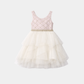 Girls Elegant Blush & Ivory Layered Tulle Party Dress – Embroidered Bodice