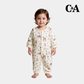 Baby Unisex Full Sleeve Sleepsuit – Off-White with Deer Print
