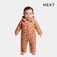 Baby Sleepsuit – Orange Floral Pattern