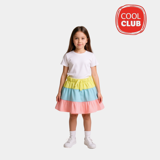 Toddler Girls Ruffle Skirt - Yellow Blue Pink Color