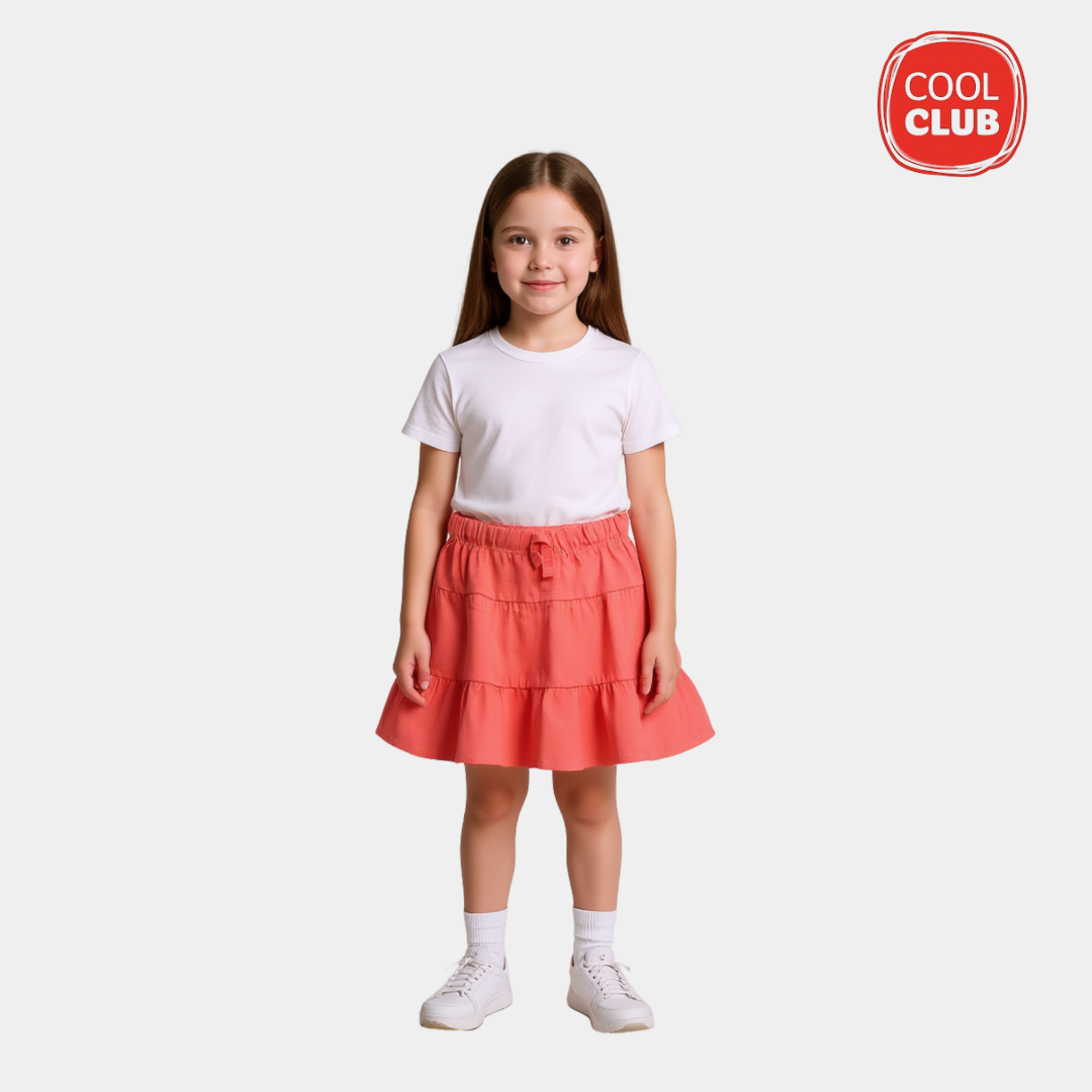 Toddler Girls Cotton Skirt - Pink Color