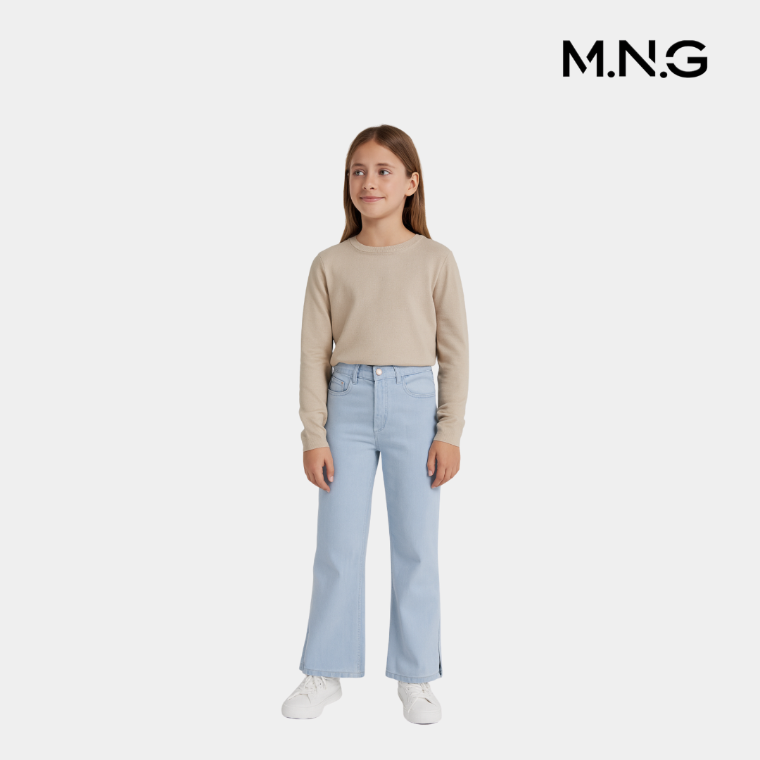 Girls Crop Flared Jeans - Sky Blue Color