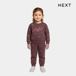 Girls Joyful Printed Tracksuit – Plum