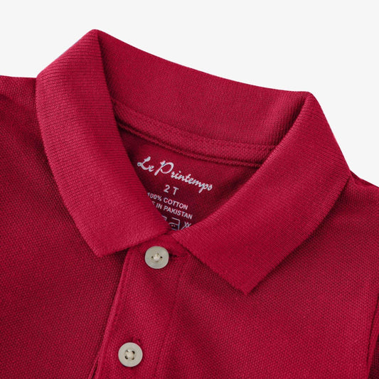 Boys Red Polo Shirt - Roar Print - KIDKO