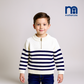 Boys Half-Zip Knitted Jumper - White with Blue Stripes