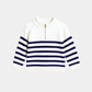 Boys Half-Zip Knitted Jumper - White with Blue Stripes