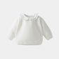 Girls Soft White Ruffle Collar Sweatshirt