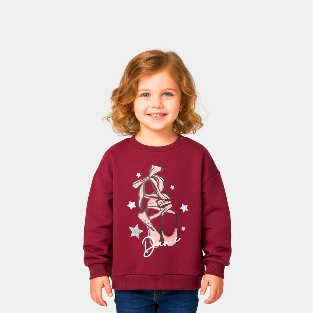 Girls Dance Print Sweatshirt – Maroon