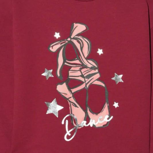 Girls Dance Print Sweatshirt – Maroon