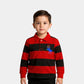 Boys  Full Sleeve polo Shirt - Red & Gray striped