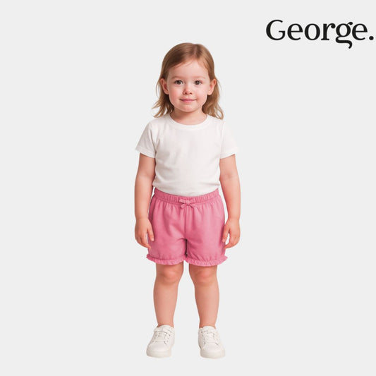 Baby Girls Cotton Bubble Shorts - Neon Pink Color