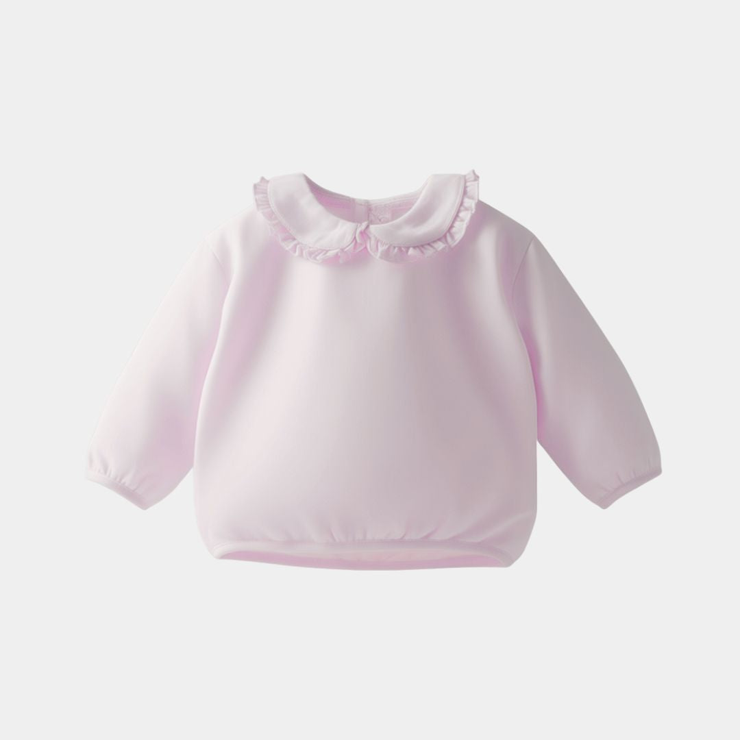 Girls Soft Pink Ruffle Collar Sweatshirt