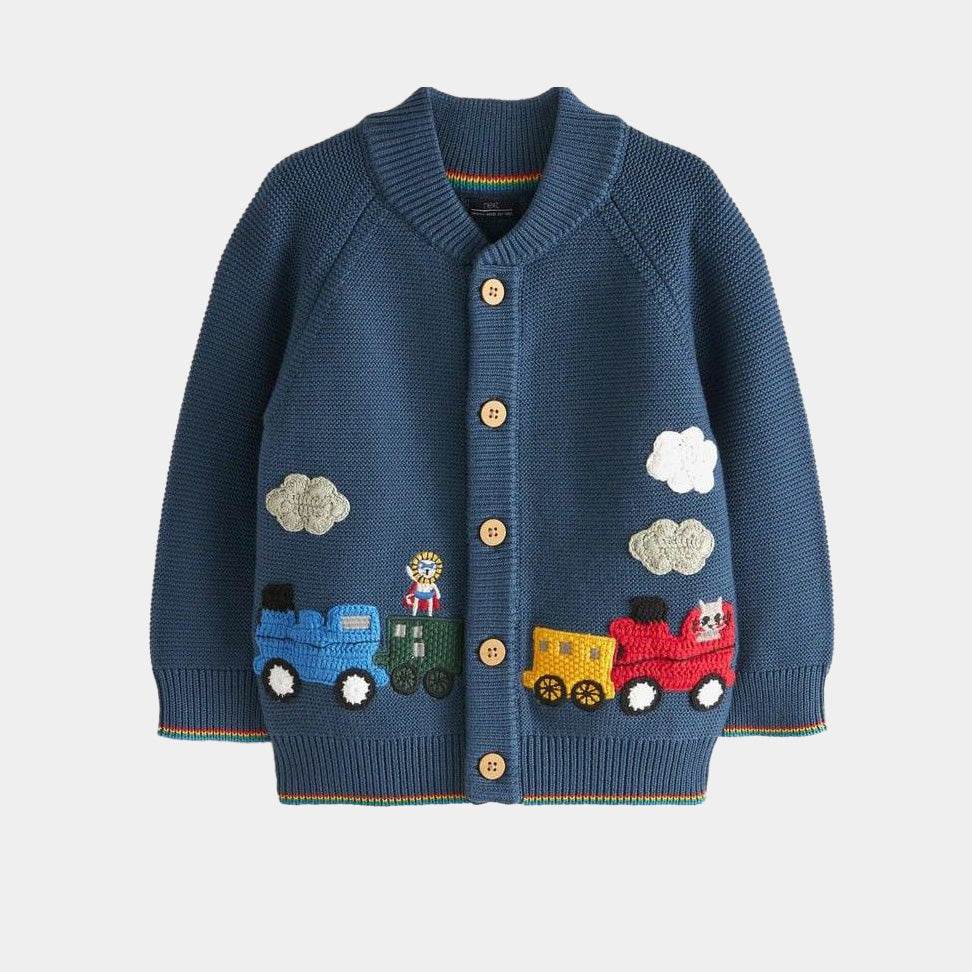 Boys Crew Neck Knitted Sweater – Dark Blue - KIDKO