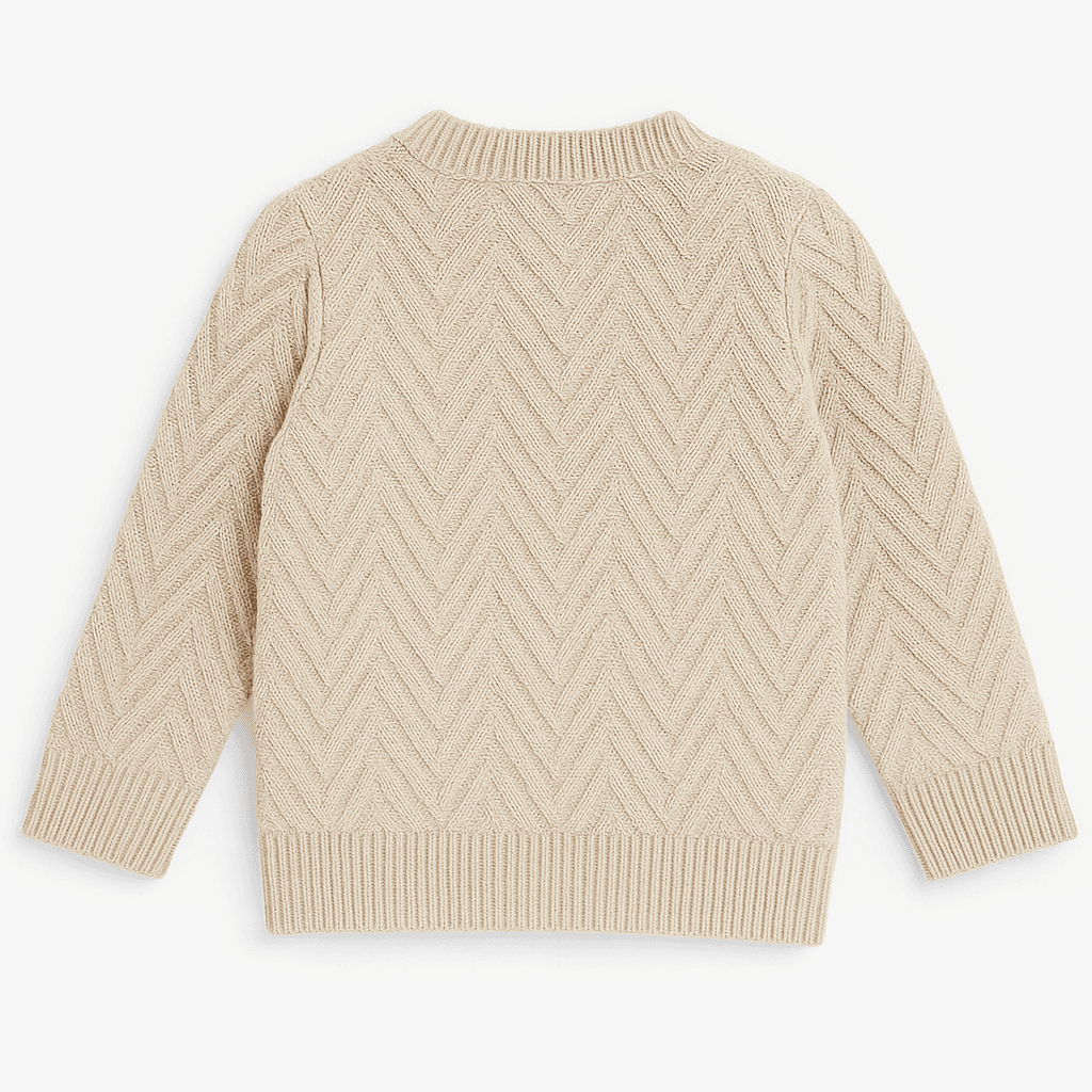 Boys Knitted Wool Sweater – Cream - KIDKO