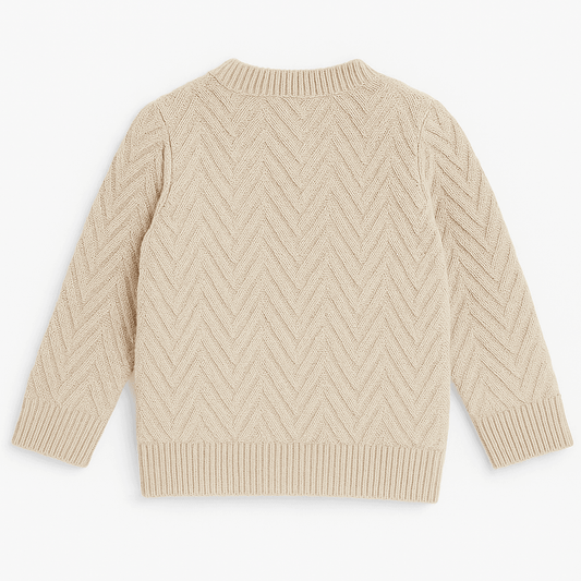 Boys Knitted Wool Sweater – Cream - KIDKO