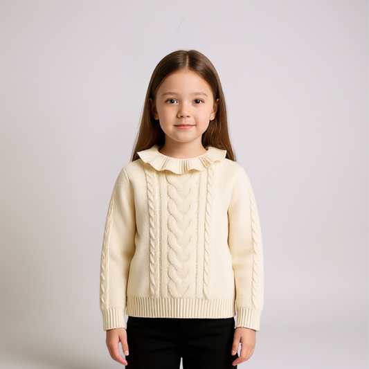 Baby Girl Knitted Sweater – Cream