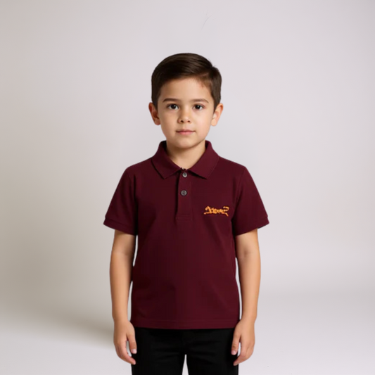 Boys Mehroon Polo Shirt - Leopard