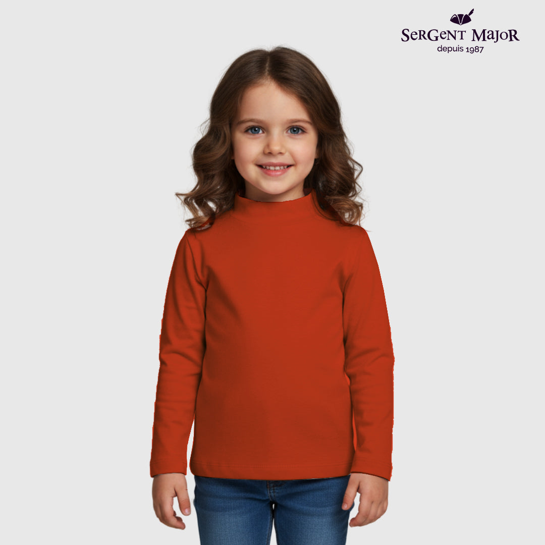 Girls Long Sleeve Mock Neck T-Shirt – Maroon