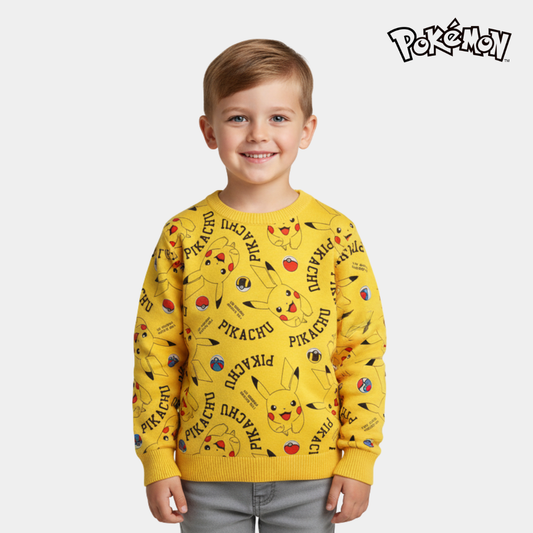 Boys Full Sleeve Shirt – Yellow Pikachu Pokémon Print