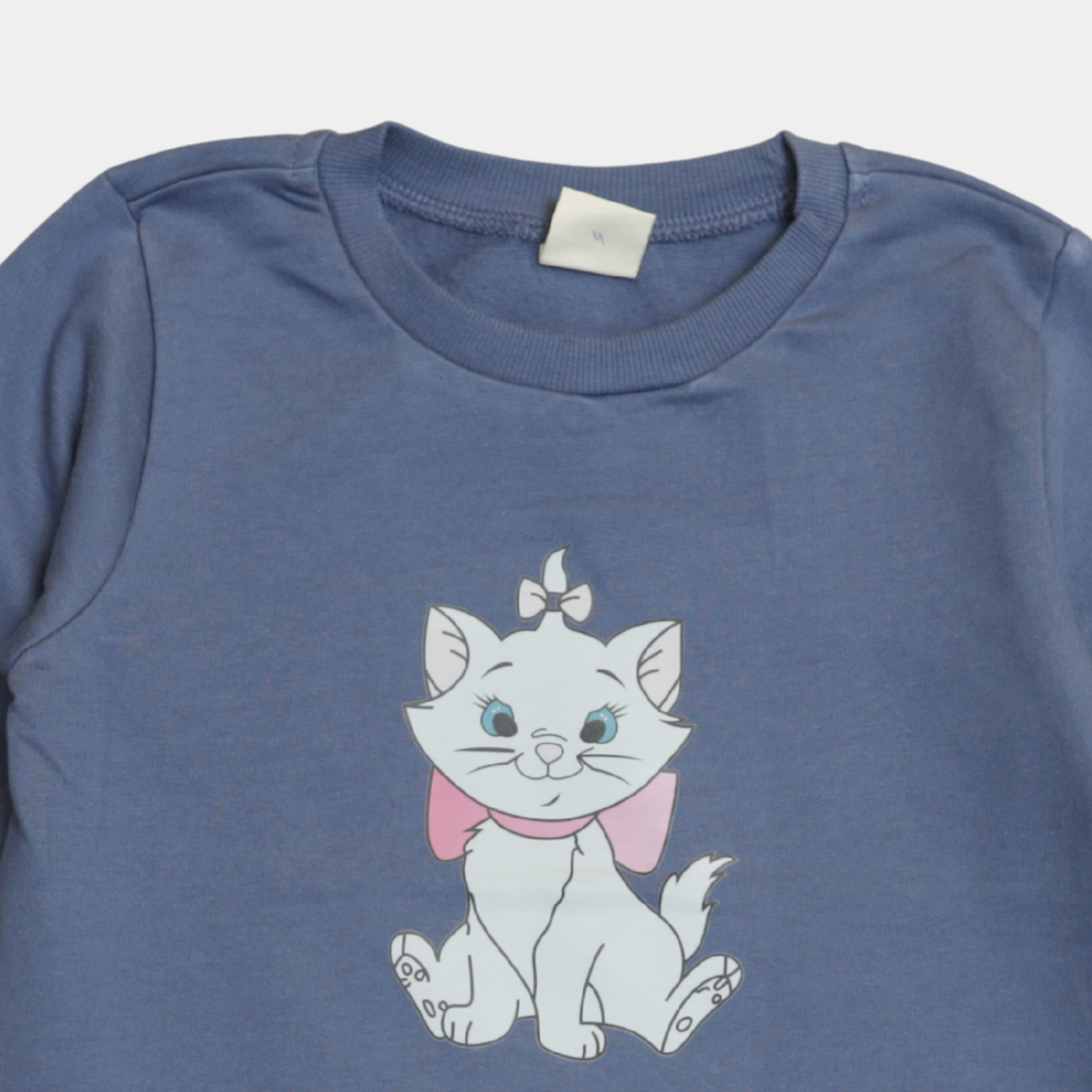 Cute Cat Print Sweatshirt for Girls – Soft & Cozy Winter Wear