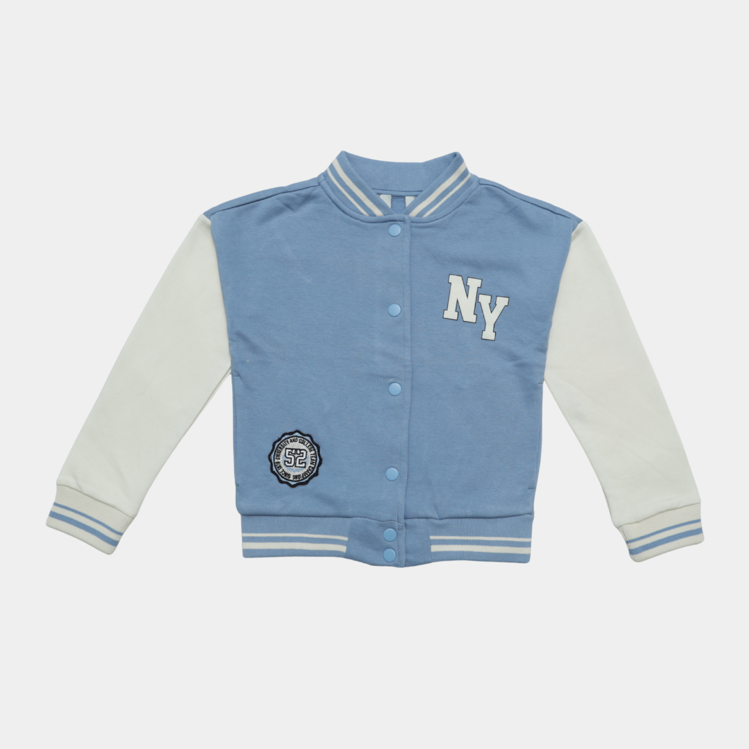 NY Varsity Jacket for Boys – Light Blue & White Winter Jacket