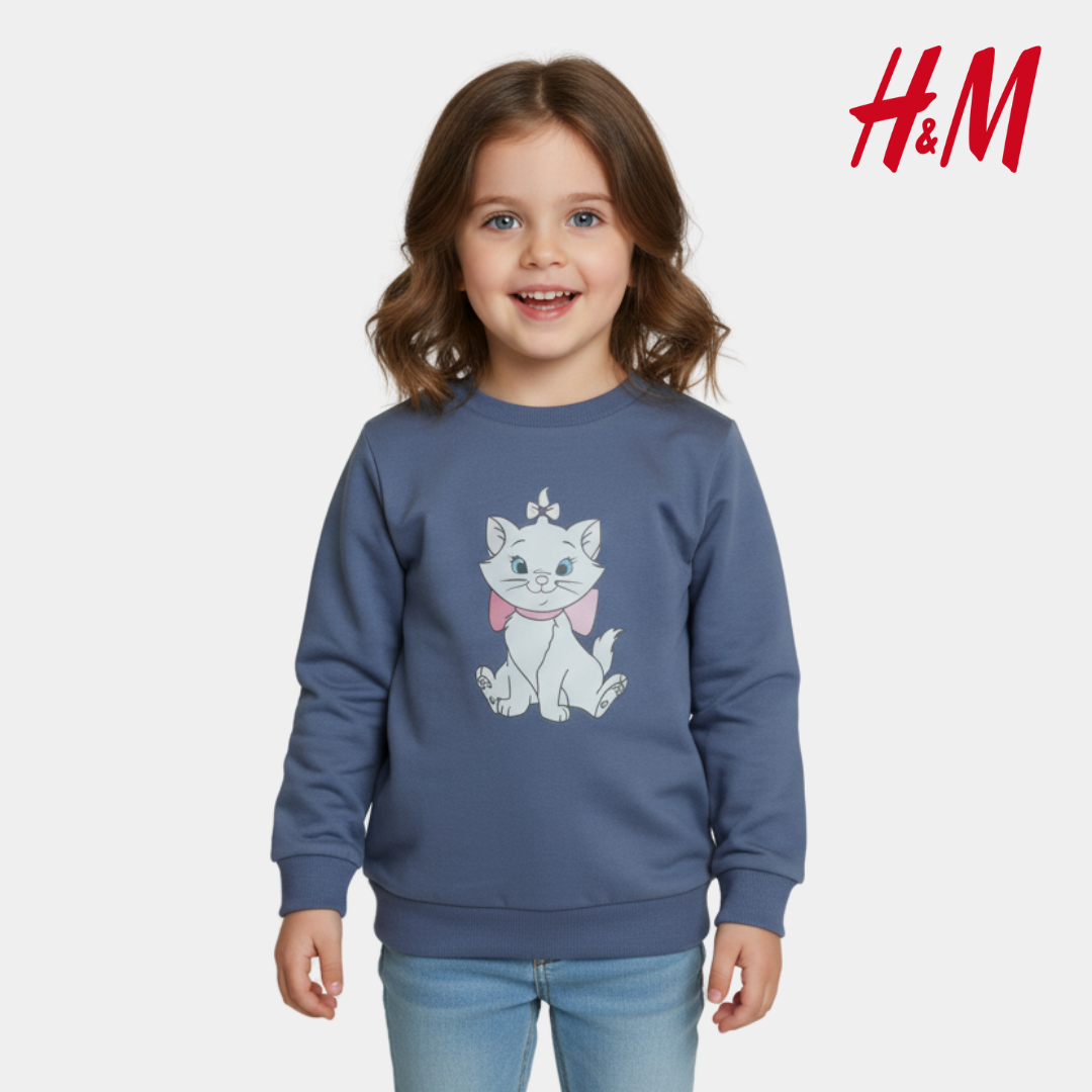 Cute Cat Print Sweatshirt for Girls – Soft & Cozy Winter Wear