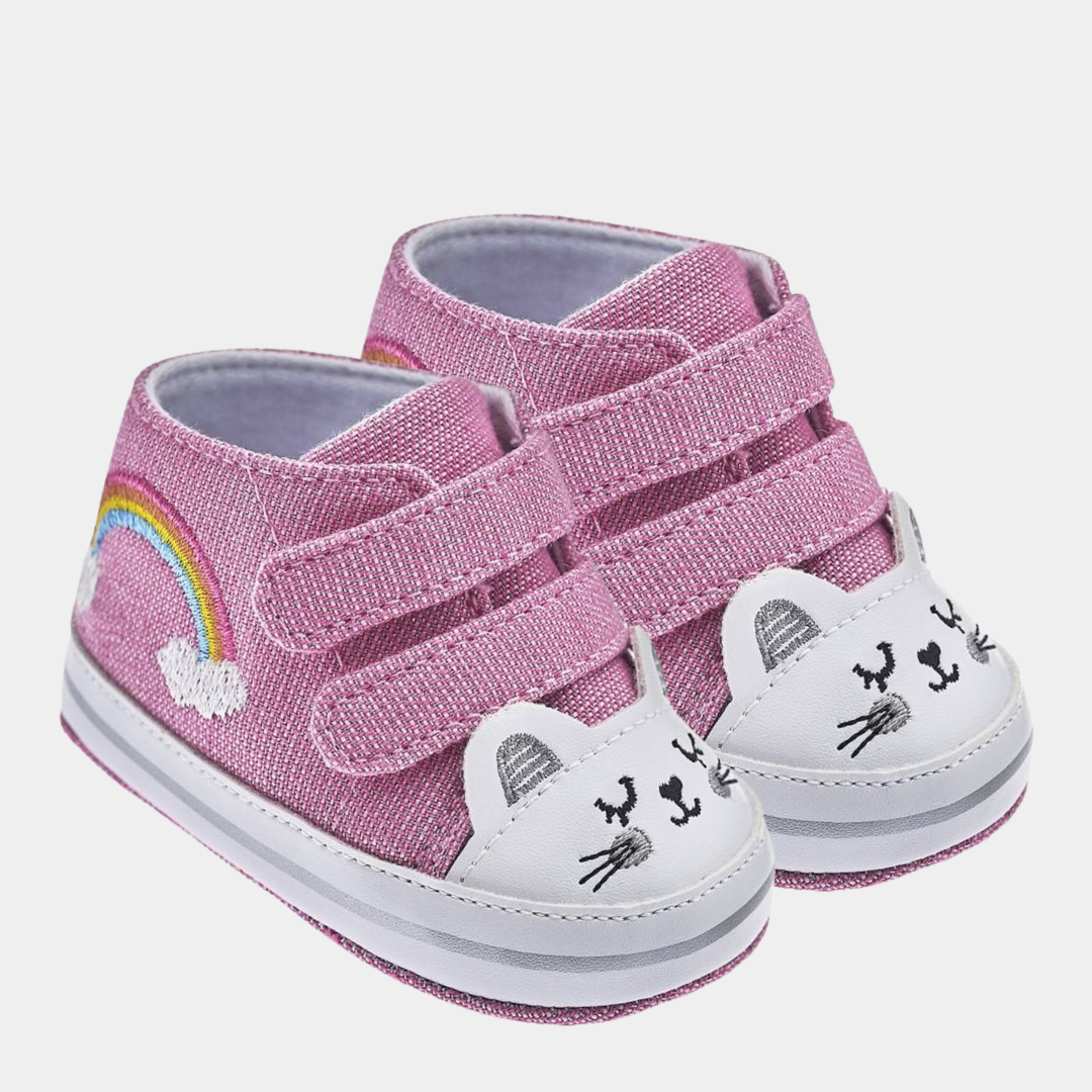 Baby Rainbow Cat Face Prewalker Shoes