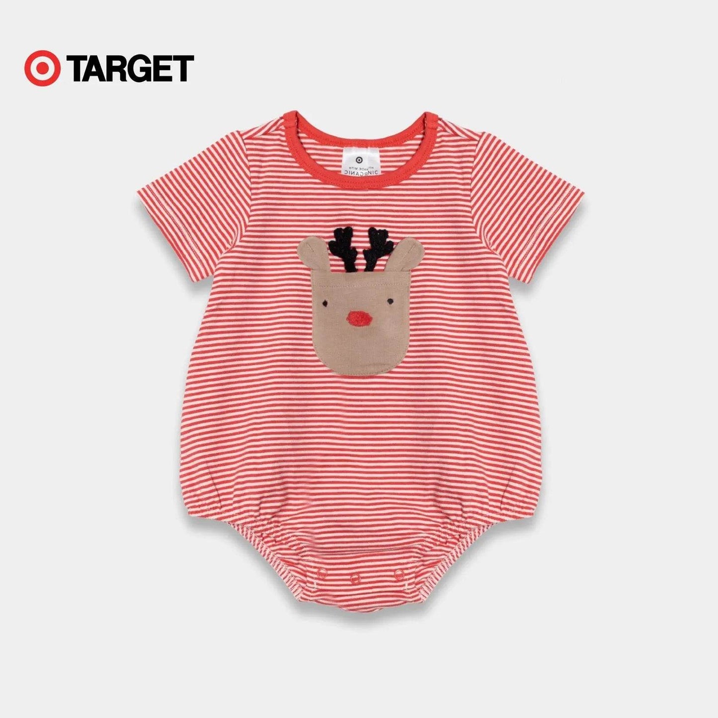 Baby Organic Cotton Bodysuit – Red christmas Reindeer - KIDKO