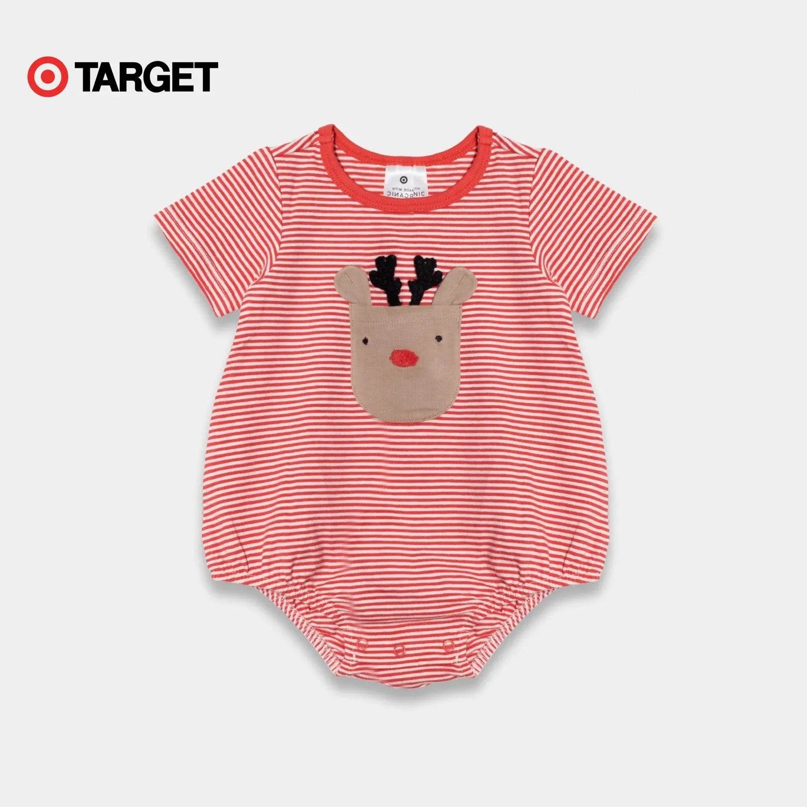Baby Organic Cotton Bodysuit – Red christmas Reindeer - KIDKO