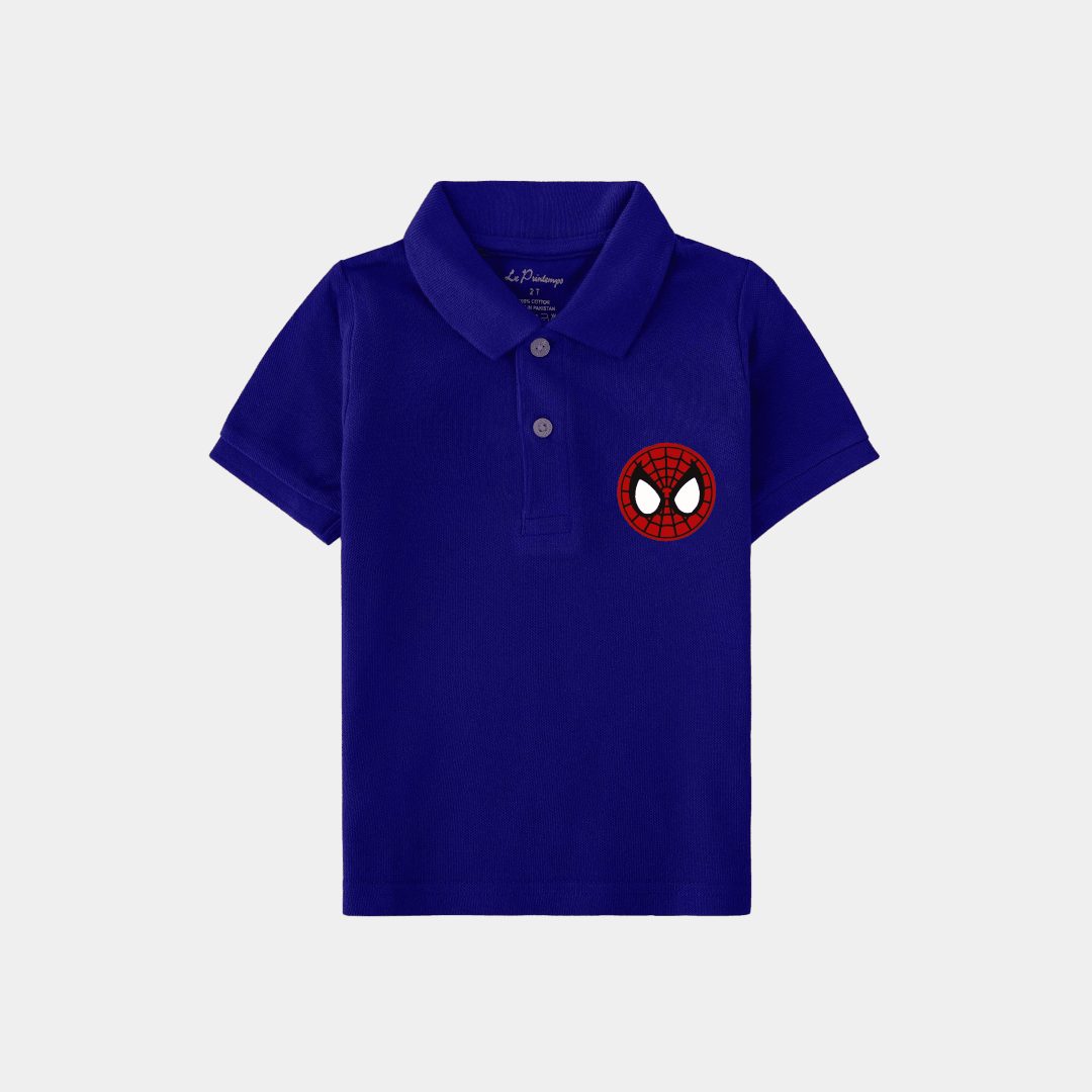 Boys Royal Blue Polo Shirt - Spiderman - KIDKO