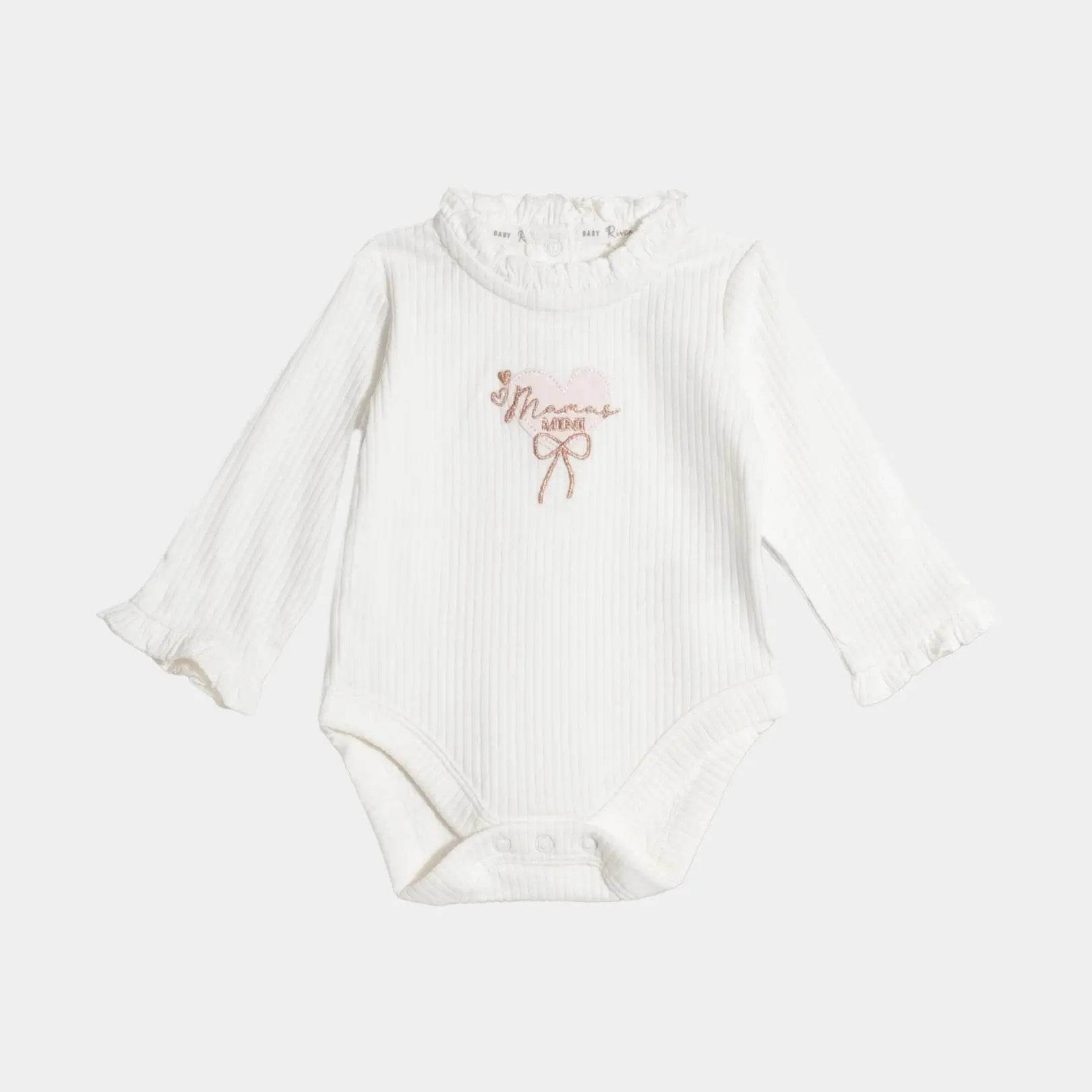 Baby Girls’ Organic Cotton Bodysuit – “Mama’s Mini” Embroidery - KIDKO